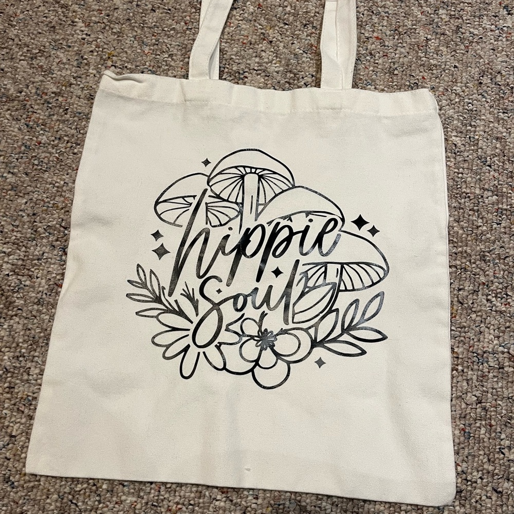 Hippie Soul Canvas Tote Bag - Black Design on Cream